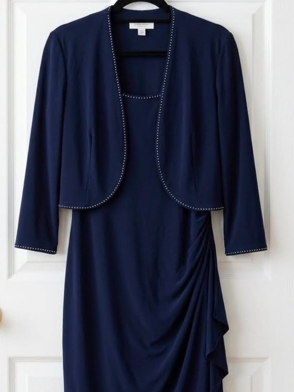 David's Bridal 2-Piece Navy Rhinestone Dress & Jacket Set 24P #241